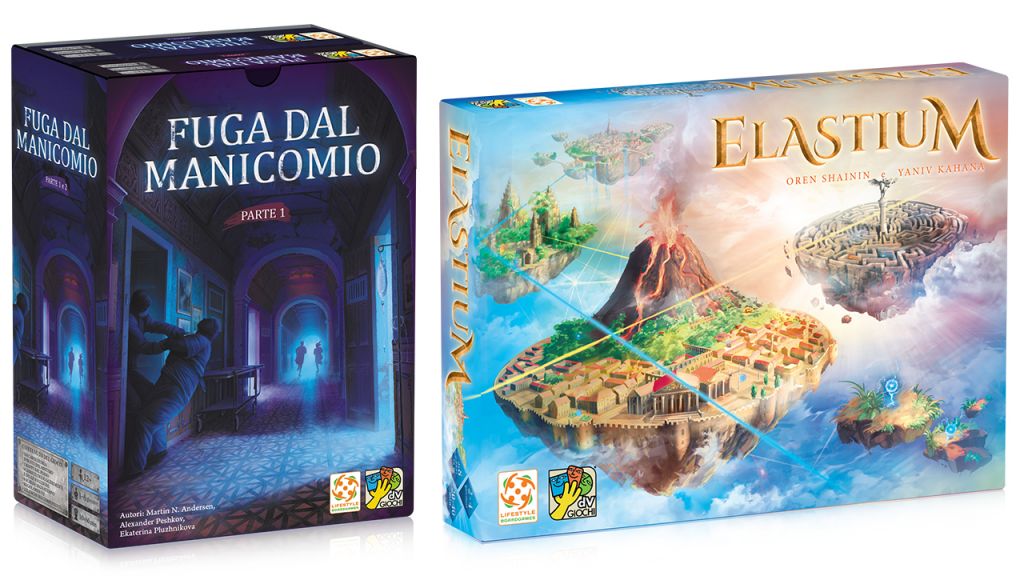 Copertina in 3d di come appaiono le scatole di Fuga dal Manicomio ed Elastium