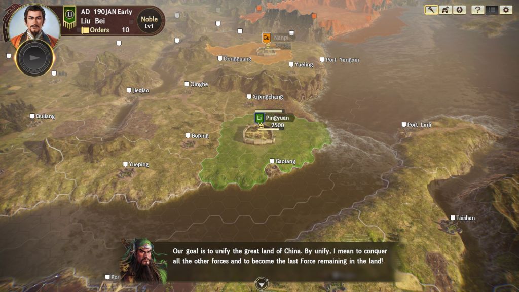 Visuale sulla mappa dal gameplay di Romance of the Three Kingdoms XIV