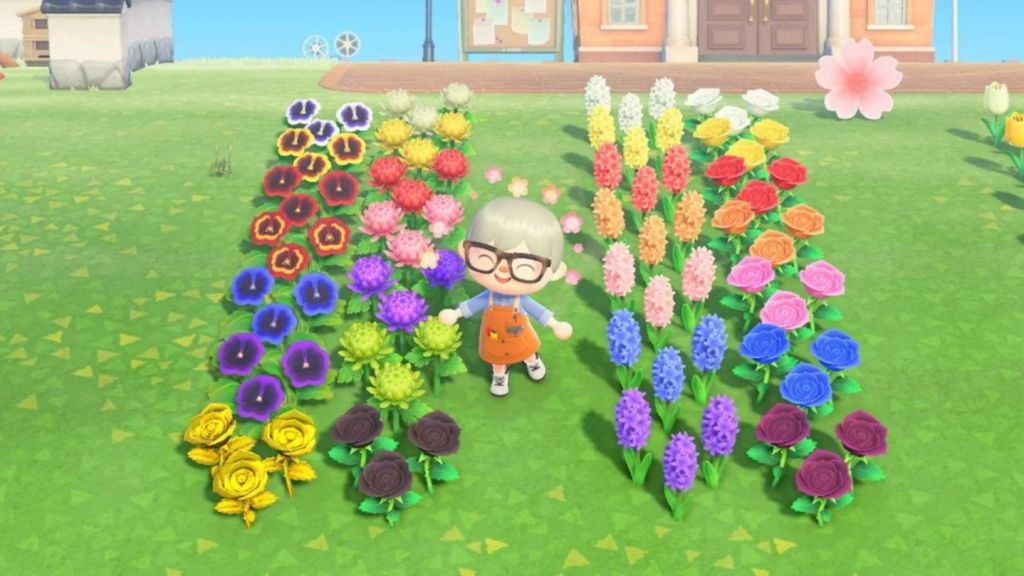Esempi di fiori di diverse specie e colori in Animal Crossing New Horizons