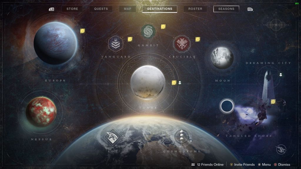 Destiny 2 menu